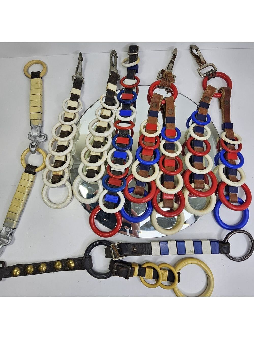 Vintage Equine Parade Red White Blue Harness Spreader Rings Mardi Gras Horse